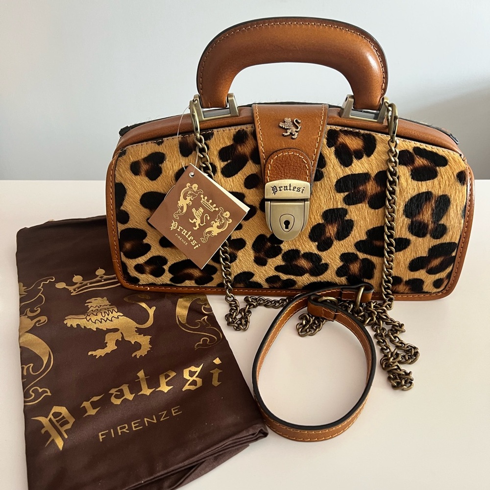 Pratesi Firenze Leopard-Print Satchel in Brown